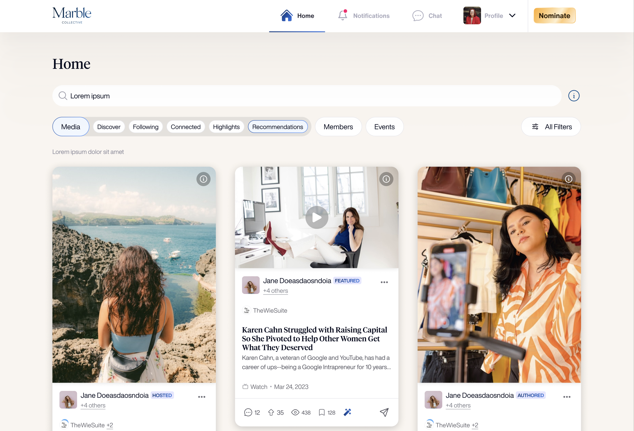 Marble Collective media feed — AI-curated press, articles, and talks